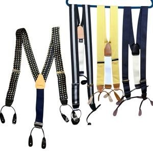 Brooks Brothers Suspenders Lot Of 4 Braces Black Stripe Yellow Navy Blue Hipster